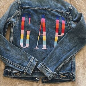 GAP Kids Blue Denim Jacket with Multicolor Lettering